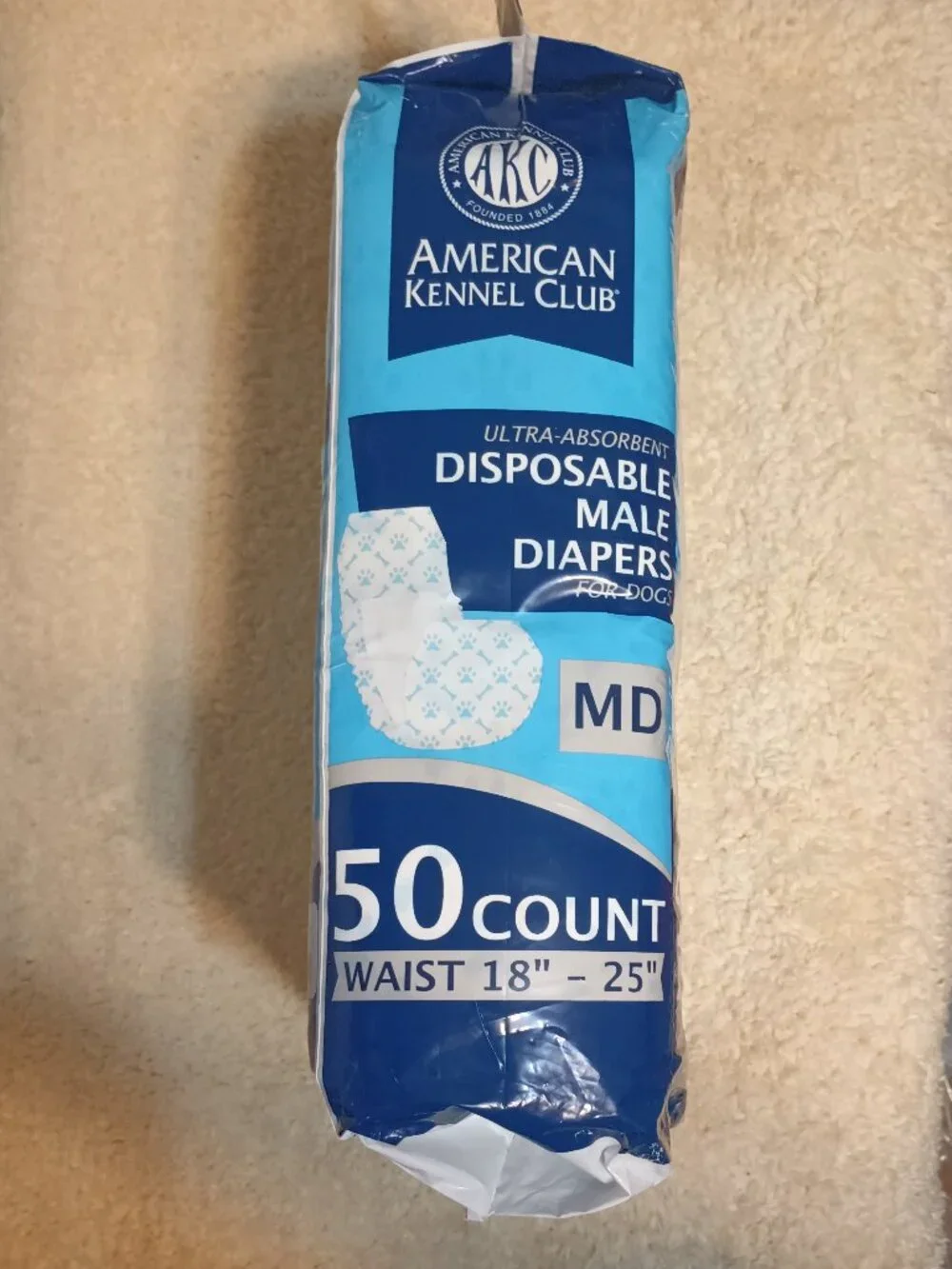 American Kennel Club Disposable Diapers for Male Dogs; Size: Medium, 50 Ct. Pkg.